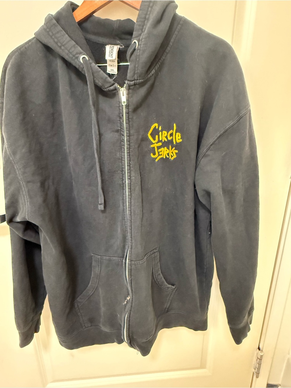 Circle Jerks Black Zip-Up Hoodie with Yellow Logo